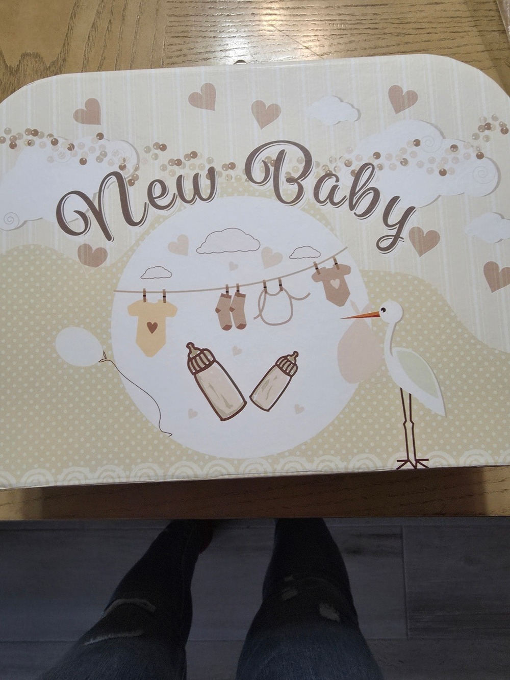 New Baby Keepsake Box - Neutral Beige Baby Shower Decor
